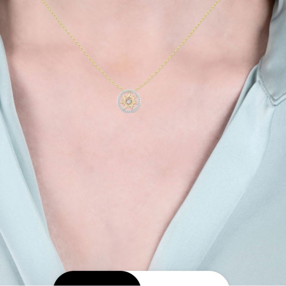 14k Diamond Enchanted Fine Jewelry Rapunzel Sun ☀️ Necklace - Picture 10 of 10